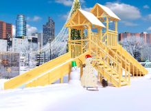 Зимняя горка деревянная Cавушка Зима Wood 7/4, скат h1 = 1,5 м, h2 = 2,3 м СВ-50