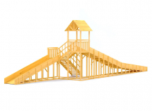 Зимняя горка деревянная Cавушка Зима Wood 9/3, скат h1 = 1,9 м, h2 = 2,7 м СВ-53