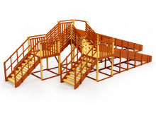 Зимняя горка деревянная Cавушка Зима 7/5 , скат h1 = 1,5 м, h2 = 2,3 м (махагон/cосна) СВ-54