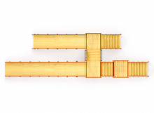Зимняя горка деревянная Cавушка Зима 7/5 , скат h1 = 1,5 м, h2 = 2,3 м (махагон/cосна) СВ-54