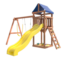Игровой комплекс с горкой, гибкими качелями, скалодромом и песочницей OG-21