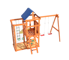 Игровой комплекс с горкой, песочницей, сеткой и двойными качелями OG-58