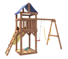 Игровой комплекс с горкой, гибкими качелями, скалодромом и песочницей OG-21