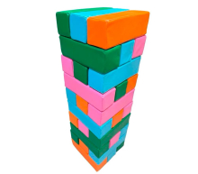 Гигантская мягкая модульная Дженга 45 брусков 50*10*10  см, цвет зеленый/голубой/оранжевый/розовый ЛА680