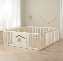 Большой детский игровой манеж UNIX Kids "Классический домик на дереве", размер 180 x 200 см, цвет бежевый UN-15