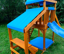 Детская площадка со столиком, песочницей, горкой и качелями, скат 2,2 м ВВ-54