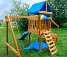 Детская площадка со столиком, песочницей, горкой и качелями, скат 2,2 м ВВ-54