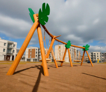 Качели-гнездо на брусе «Птеродактиль» 3 места АФ-624