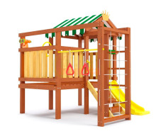 Детская игровая площадка Савушка Baby Play 1 с горкой, сеткой-лазалкой и  гимнастическими кольцами СВ-78