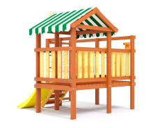 Детская игровая площадка Савушка Baby Play 1 с горкой, сеткой-лазалкой и  гимнастическими кольцами СВ-78