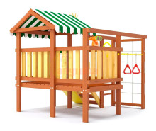 Детская игровая площадка Савушка Baby Play 1 с горкой, сеткой-лазалкой и  гимнастическими кольцами СВ-78