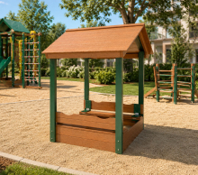 Деревянная песочница с крышей и крышкой «Форест» 125*125 см LT-07