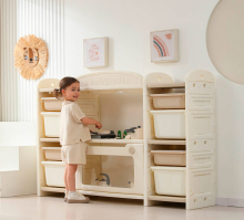 Кухня детская UNIX Kids "Готовим и складываем" 8 ящиков, цвет бежевый UN-43