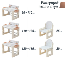 Развивающий детский стол-трансформер 4 в 1 UNIX Kids, цвет бежевый UN-38