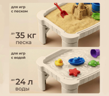 Песочница UNIX Kids стол с крышкой 96 х 66 см, цвет бежевый UN-50
