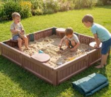 Песочница UNIX Kids квадратная 123 х 123 см, цвет коричневый UN-52