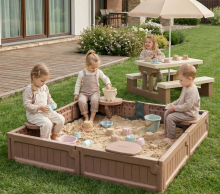 Песочница UNIX Kids квадратная 123 х 123 см, цвет коричневый UN-52