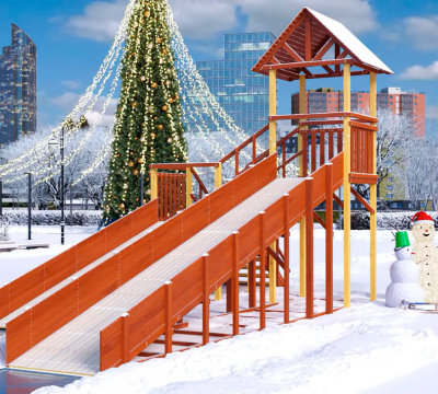 Зимняя горка деревянная Савушка Зима 7/2, скат h1 = 1,5 м, h2 = 2,3 м СВ-45