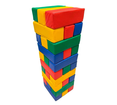 Мягкая модульная Дженга 30 брусков 30*10*10  см, зеленый/синий/красный/желтый ЛА681