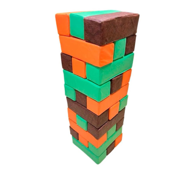 Гигантская мягкая модульная Дженга 45 брусков 50*10*10  см, цвет коричневый/оранжевый/салатовый ЛА678