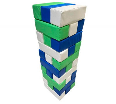 Гигантская мягкая модульная Дженга 45 брусков 50*15*10 см, цвет синий/салатовый/белый ЛА672