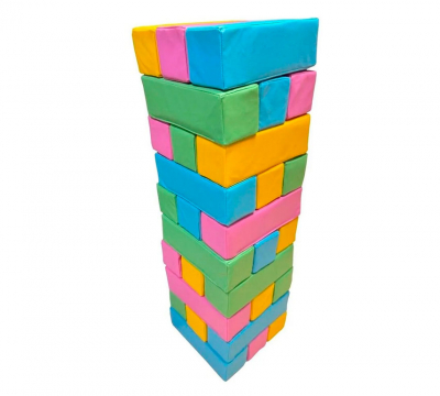 Гигантская мягкая модульная Дженга 45 брусков 50*15*10 см, цвет салатовый/голубой/розовый/желтый ЛА668