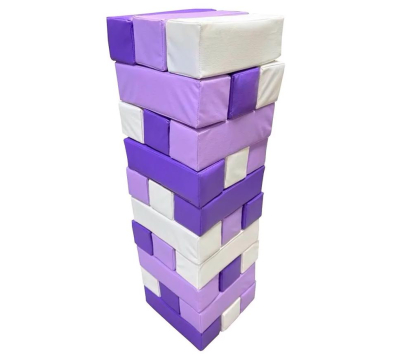 Гигантская мягкая модульная Дженга 45 брусков 50*10*10  см, цвет сиреневый/св.сиреневый/белый ЛА690