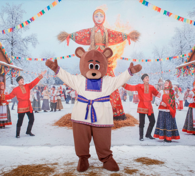 Ростовая кукла "Мишка" в народном костюме НЛ136