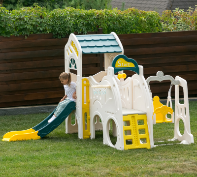 Игровой комплекс UNIX Kids "Игровой домик" с горкой и качелями