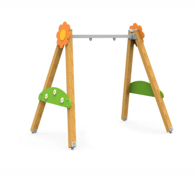 Качели на брусе «Цветочные» одинарные, подвес на выбор АФ-613