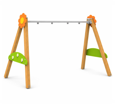 Качели на брусе двойные «Ромашки», подвес на выбор АФ-44