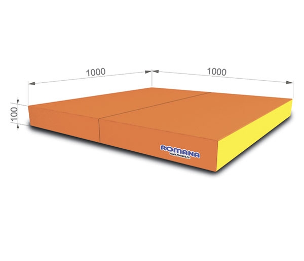 Мат гимнастический в 2 сложения 100*100*10 см, оранжевый-желтый RA-163