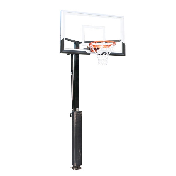 Баскетбольная стационарная стойка, щит 136х80 см из закаленного стекла,  ДР249