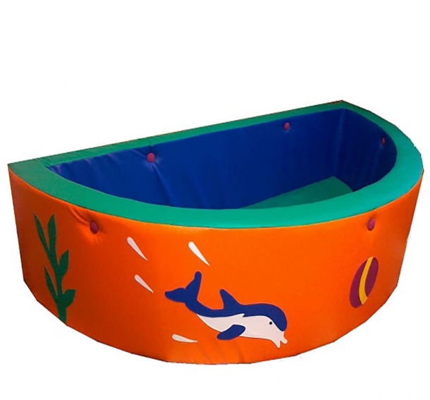 Полукруглый сухой бассейн "Дельфины" H40, R85-100 см оранжевый/синий ЛА13 