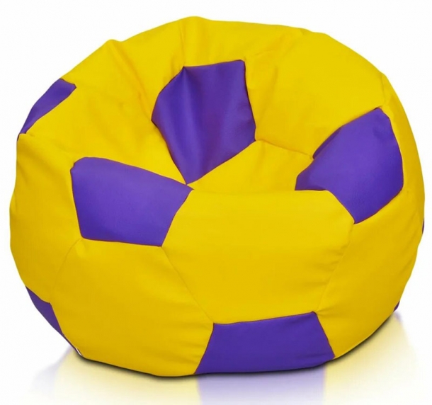 Кресло-мешок Мяч D-80, желтый с цветными вставками ЛА65