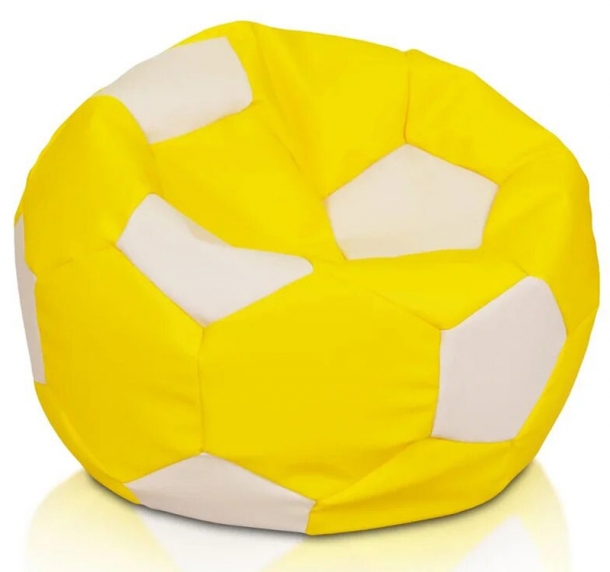 Кресло-мешок Мяч D-65, желтый с цветными вставками ЛА60