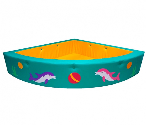 Детский сухой бассейн угловой «Дельфины» 100*100*30см зеленый ЛА481