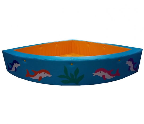 Детский сухой бассейн угловой «Дельфины» 100*100*30см голубой ЛА483