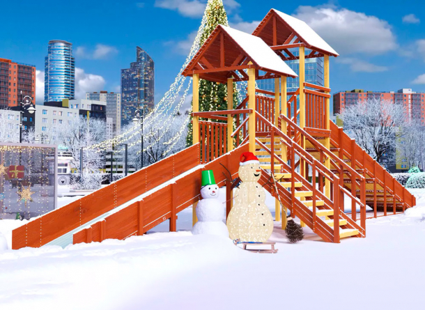 Зимняя горка Савушка Зима 7/4, скат h1 = 1,5 м, h2 = 2,3 м СВ-43 