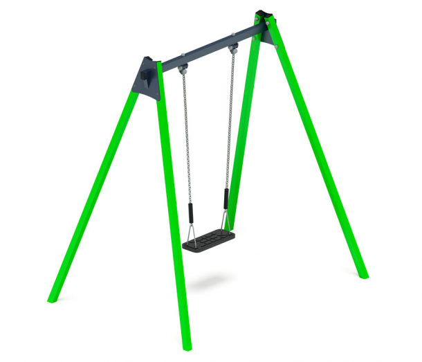 Качели для детской площадки металлические одноместные, без спинки, цвет зеленый СК-233