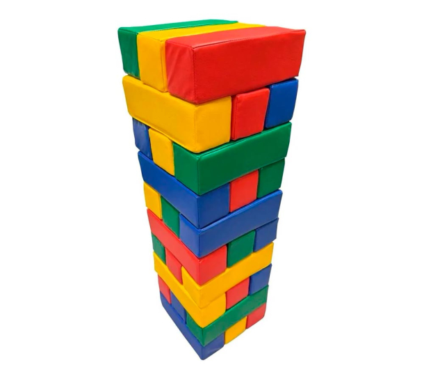 Гигантская мягкая модульная Дженга 45 брусков 50*10*10  см, цвет зеленый/синий/красный/желтый ЛА682