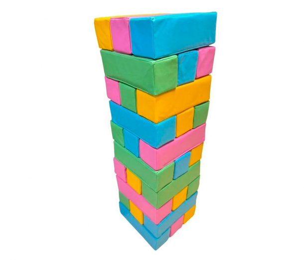 Мягкая модульная Дженга 30 брусков 30*10*10, цвет салатовый/голубой/розовый/желтый ЛА671