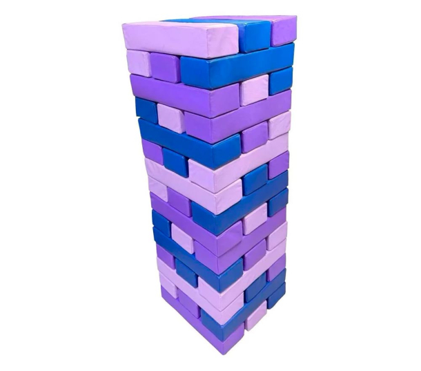 Мягкая модульная Дженга 30 брусков 30*10*10  см, цвет синий/сиреневый/св.сиреневый ЛА683