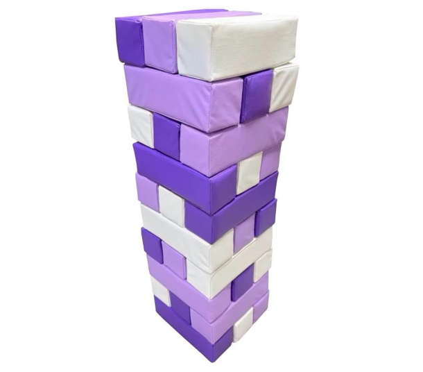 Мягкая модульная Дженга 30 брусков 30*10*10  см, цвет сиреневый/св.сиреневый/белый ЛА689