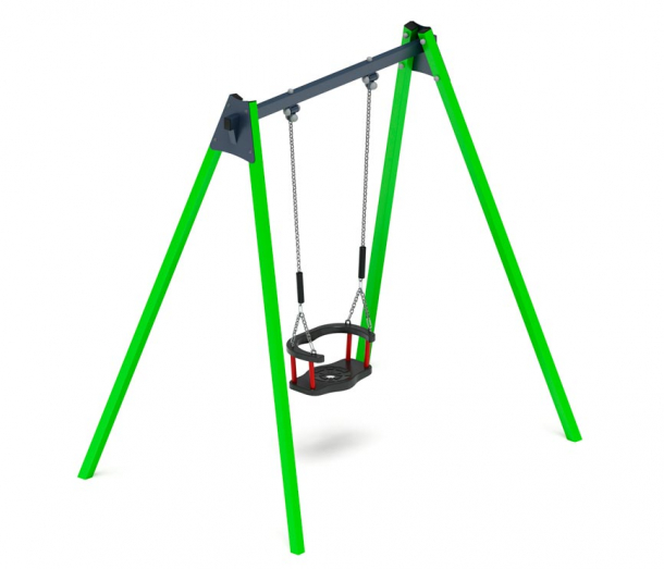 Качели для детской площадки металлические одноместные, цвет зеленый СК-232