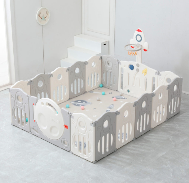 Манеж детский UNIX Kids "Величайший Космос", размер 200x200 см, цвет серый UN-13