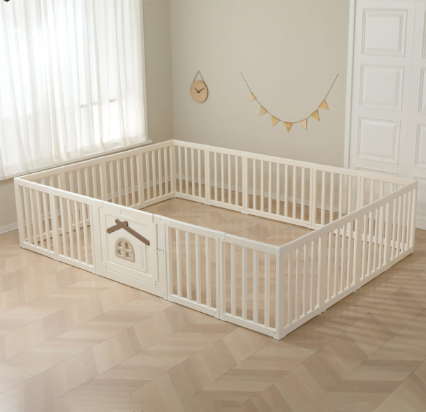 Большой детский игровой манеж UNIX Kids "Классический домик на дереве", размер 180 x 280 см, цвет бежевый UN-16