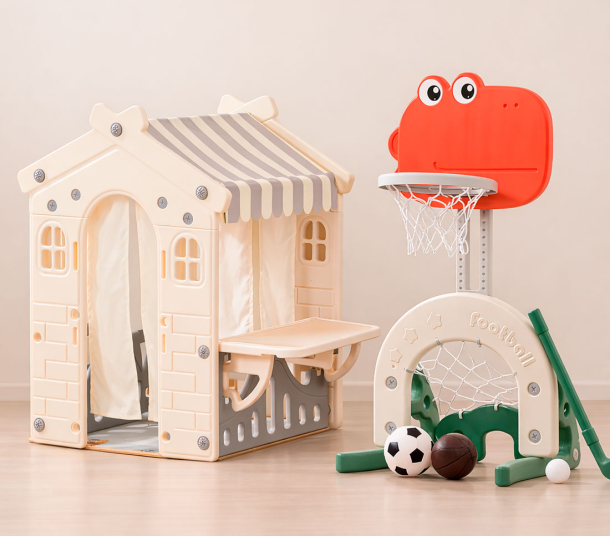 Комплекс домик игровой UNIX Kids "Домик-кафе" и баскетбольная стойка UN-30