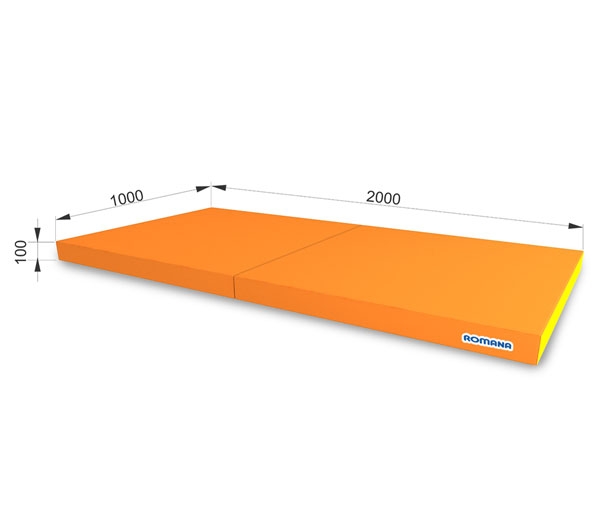 Мат гимнастический в 2 сложения 100*200*10 см, оранжевый-желтый RA-193