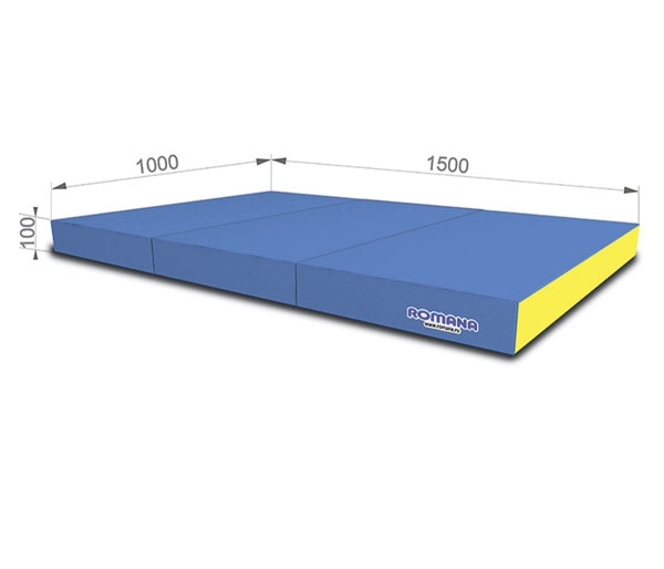 Мат гимнастический в 3 сложения 100*150*10 см, синий-желтый RA-182